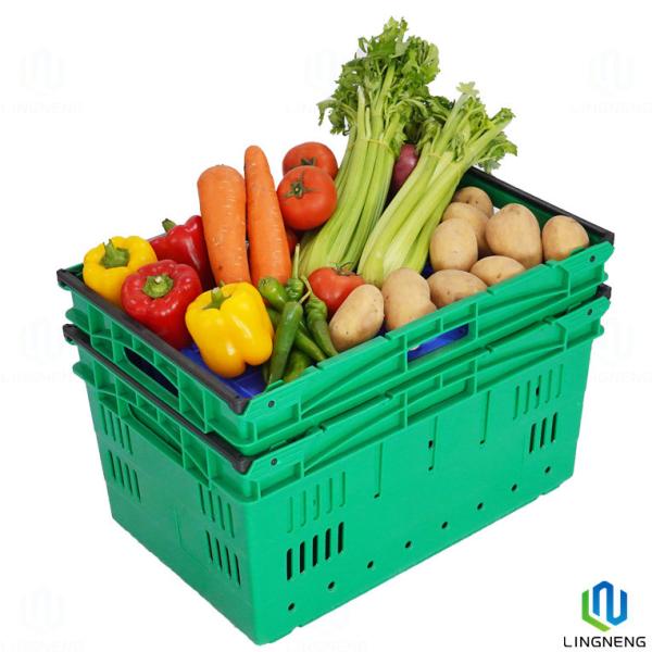 48L Nestable Plastic Crates , Stackable Plastic Harvest Crates