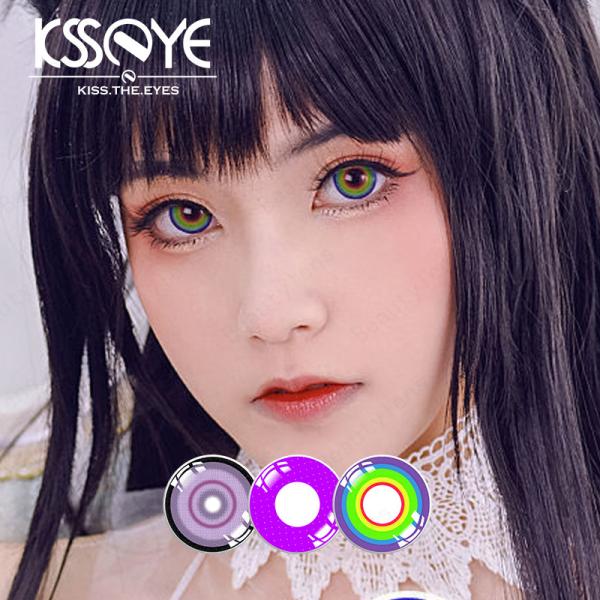 Контактные линзы анимации дурного глаза PCS 1 ПАРЫ 2 взгляда вычуры объектива визуальных контактов KSSEYE волшебные пурпурные