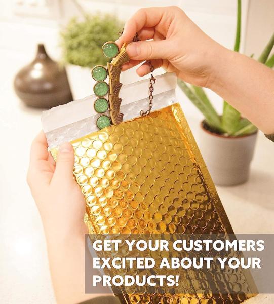 CTCX Small Gold Padded Envelope Bubble Mailers Custom Logo Gold Shipping Bags Metallic Bubble Mailer Bubble Polymailers