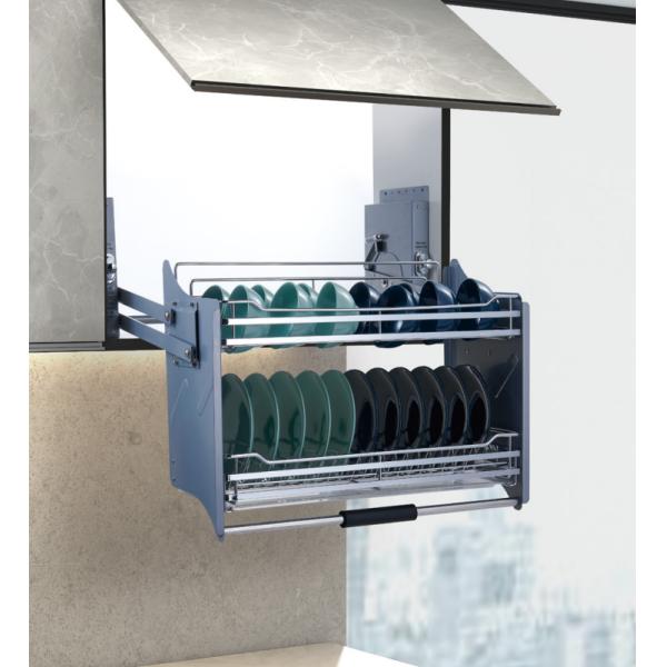 2 Layers Soft Stop Stainless Steel Kitchen Elevator Basket Iron Steel