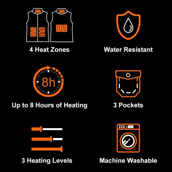 Zipper Heated Waistcoat Sweat Winter USB 5V Collar Smart Warming Heating Cotton