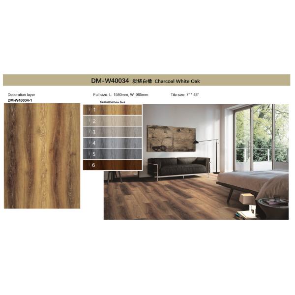 chêne blanc GKBM DM-W40034 de noyau de 5mm 4mm SPC de vinyle de charbon de bois rigide de planche