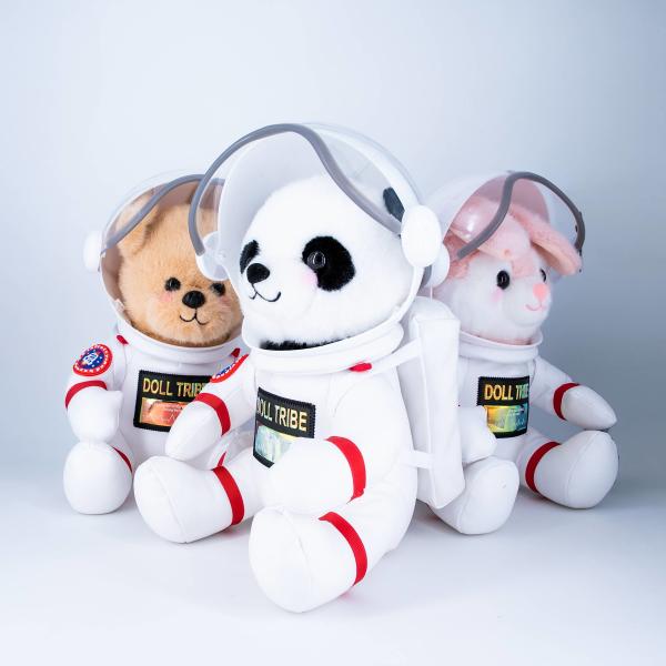 Custom Design Panda Bear Soft Plush Toys Cute Stuffed Animal Panda With Plastic Helmet