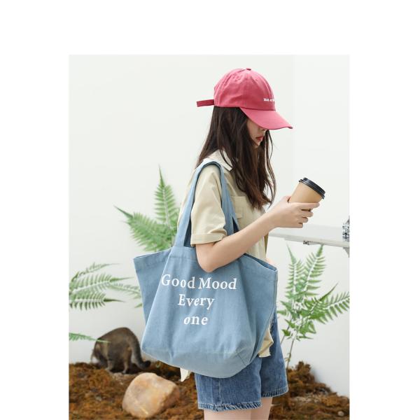 All Seasons Vintage Denim Letter Tote Bag Customized for Large Capacity and More