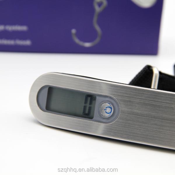 Balance numérique de bagage portable 50kg/10g pour aéroport avec rétroéclairage vert, couleur acier inoxydable 304