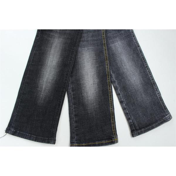 Supreme Quality Dark Black Crosshatch Slub Stretch Denim Fabric For Men Jeans