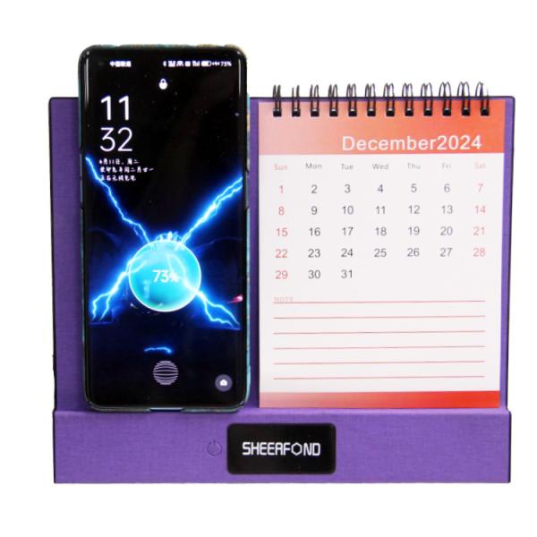 High Quality Customized 2024 Mini  Art Digital Desk -365-Day-Charging Wireless Charger Calendar