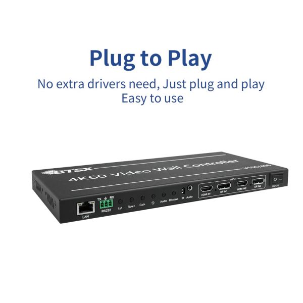 4K60 Zero Delay Video Wall Controller with 1 HDMI/DP Input and 6 HDMI Outputs for Multi-Screen Display