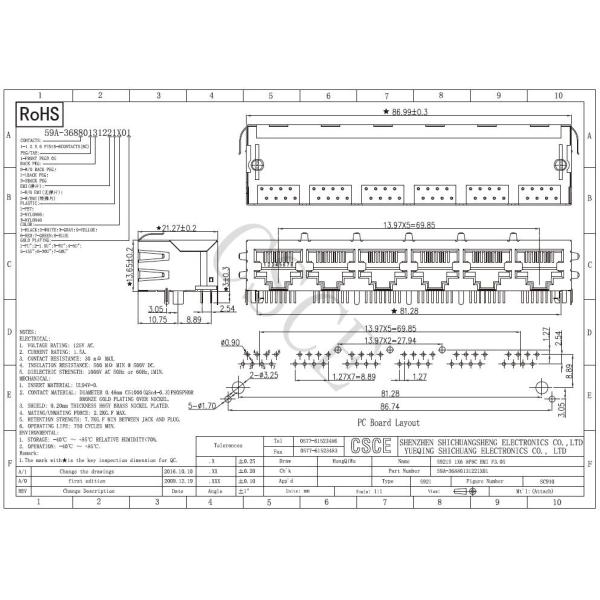 Modular Female 6 Port RJ45 , Lan RJ45 Jack Transmission Rate 10 / 100 / 1000Mbps
