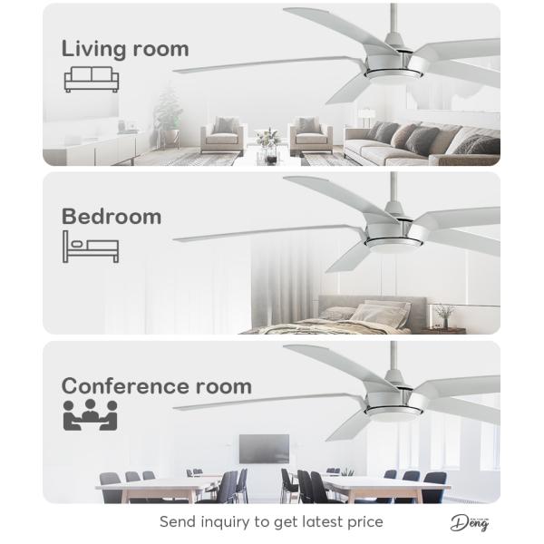 Controle remoto Ventilador de teto LED Alto fluxo de ar 5 lâminas 65 polegadas 2- com luz e controle remoto