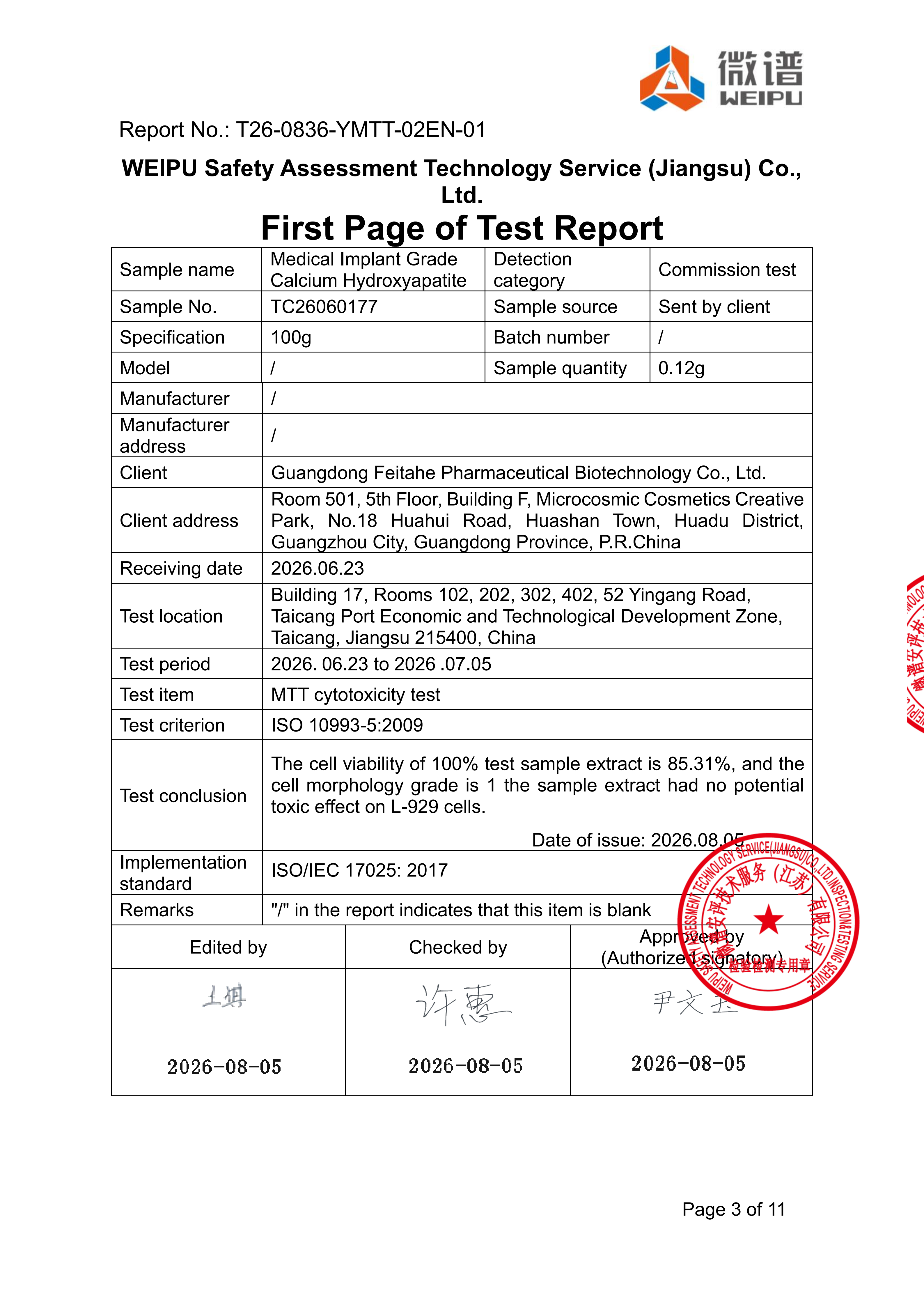 Guangdong Fitakh Pharmaceutical Biotechnology Co., Ltd. Certifications