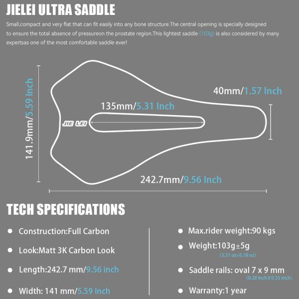 JIELEI Racing Bicycle Saddle Hollow Design Titanium/Steel Arch Carbon Fiber Material Massage Ventilation for Mountain Road Bikes