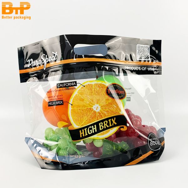 Custom Printed Handle Stand-up Zipper Bags for Fresh Fruits & Vegetables, Fully Recyclable Material PP Bag