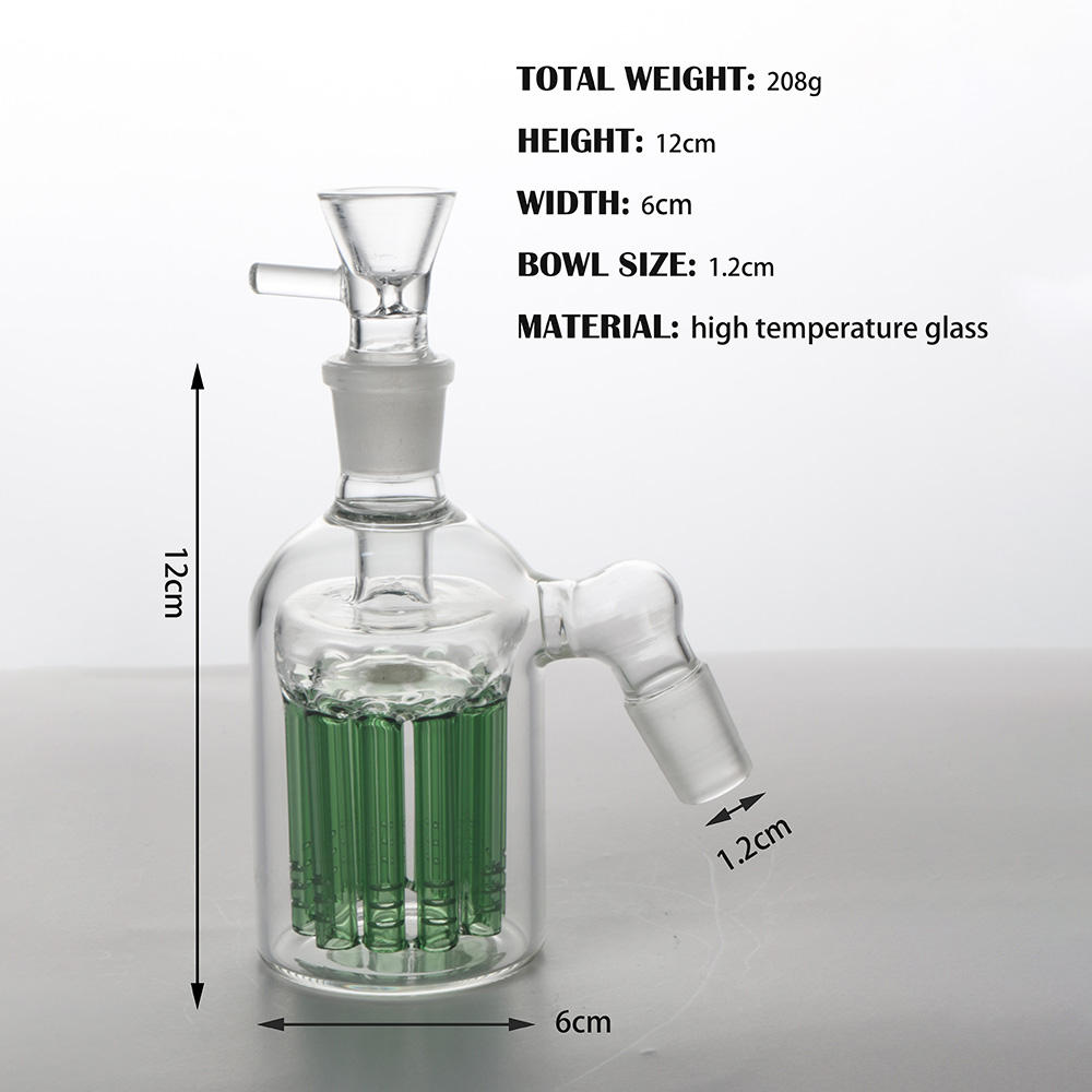 Высокотемпературный стеклянный уловитель золы аксессуаров 14mm Shisha кальяна зеленый пористый