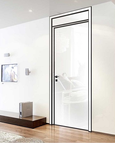 Aluminum Frame glossy black front door,black lacquer door for bedroom