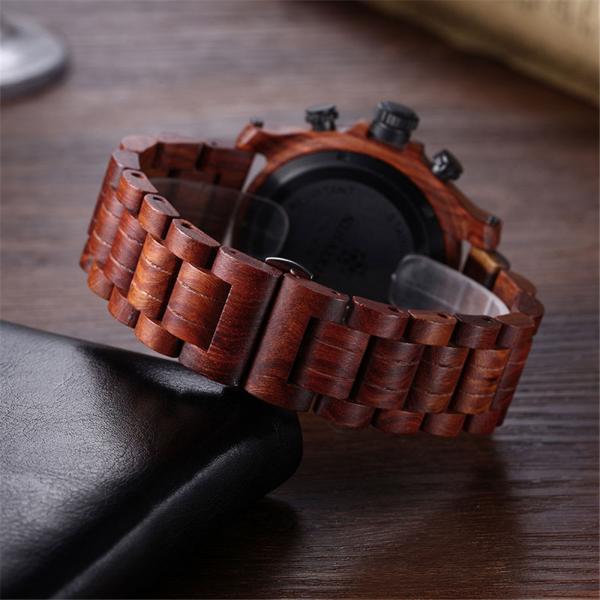 Luxury Business Multifunction Wrist Watch Mens Wooden Watch Waterproof