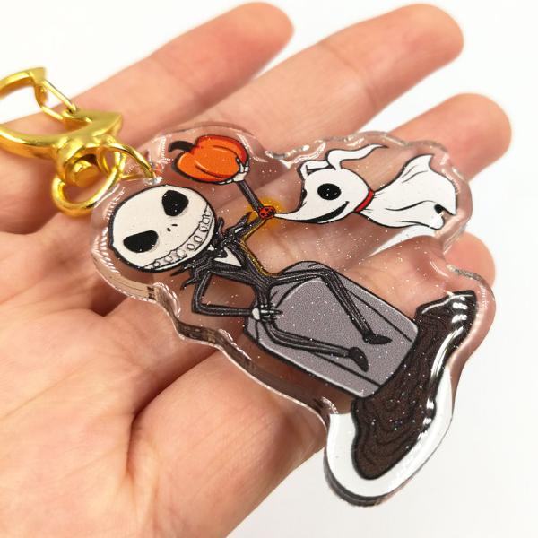 Custom promotional transparent epoxy shiny acrylic charm resin glitter keychain for advertising gifts