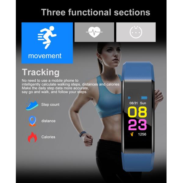 Color Screen Waterproof Smart Band with Heart Rate Monitor Wristband Bracelet Blood Pressure
