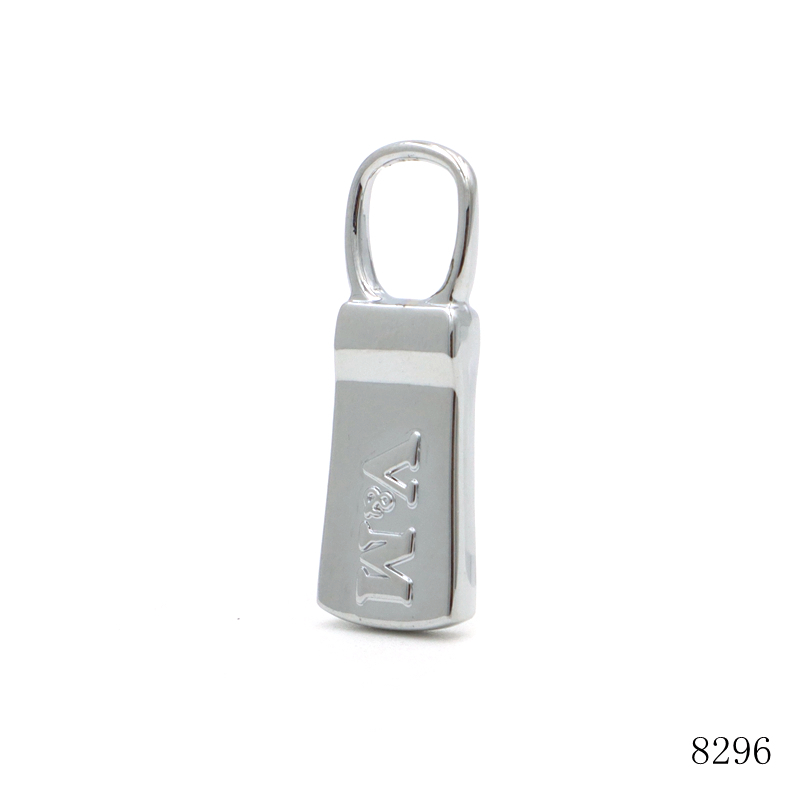 Custom Metal Zipper Pull with Embossed Logo for Bags | Zinc Alloy Hardware