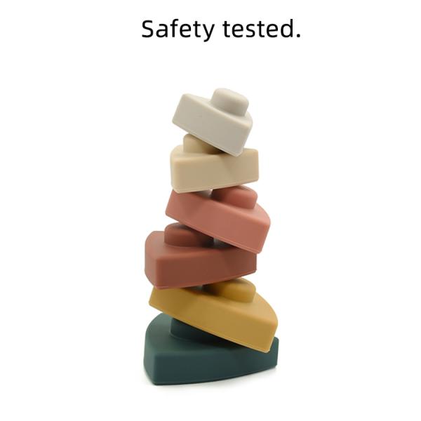 FDA Silicone Educational Baby Stacking Blocks BPA Free 100% Food Grade