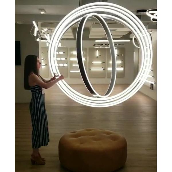 LED Hotel Lobby Chandelier with Creative Multiple Ring Combination and Nordic Style