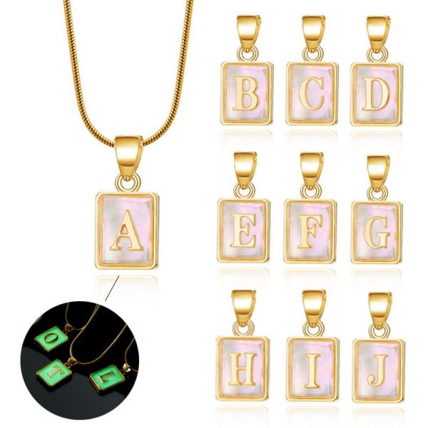 Fashion Letter Pendant Necklace Initial Stainless Steel Silver 18K Gold Initial Necklace Pendant Rectangle