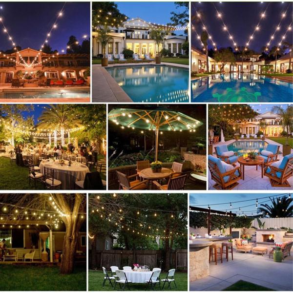 15M S14 LED Outdoor String Lights E27 Retro Edison Filament Bulb Garden Festoon Christmas Lights Garlands Patio porch lights