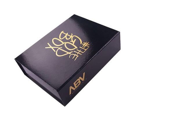 Rectangle Paperboard Folding Gift Boxes With Black Photoresist And Hot Gold Logo