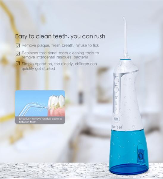 IPX7 Grade Nicefeel Cordless Water Flosser Portable Standard 3 Working Modes