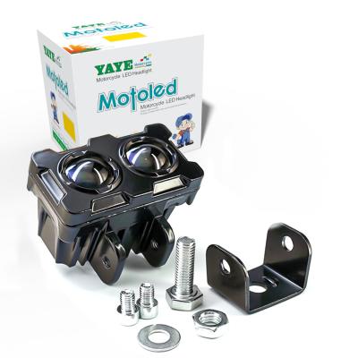 Lâmpada LED de motocicleta 20W 2000LM Farol alto e baixo de dupla cor Lente quadrada externa