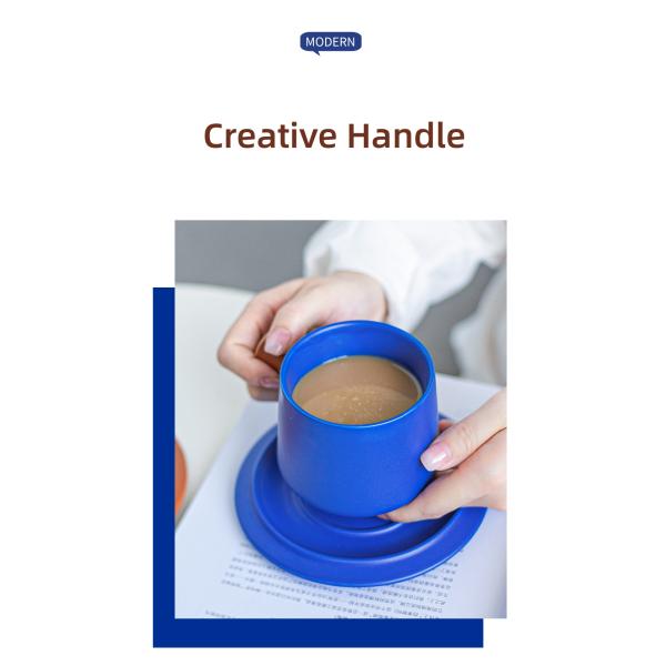 320 мл объемная фарфоровая чайная кружка керамическая чашка для кофе и тарелка набор Klein синие чашки