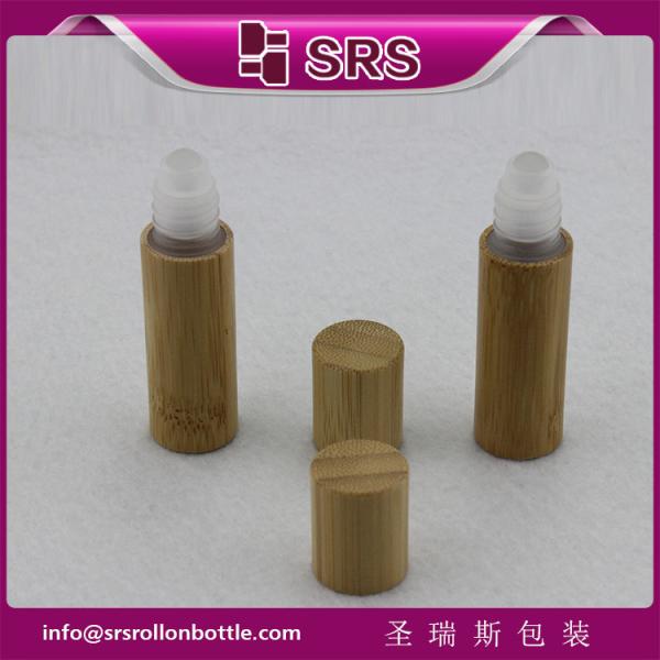 SRS 5ml bamboo roller ball bottle, bamboo roll on bottle with plastic ball