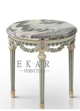 Home Furniture Antique Wooden Top or Marble Top Teapoy Corner End Tables