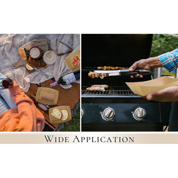 Kraft Paper Recyclable Eco-Friendly Food Serving Boats Take Out Food Trays Party Supplies For Tacos, Nachos