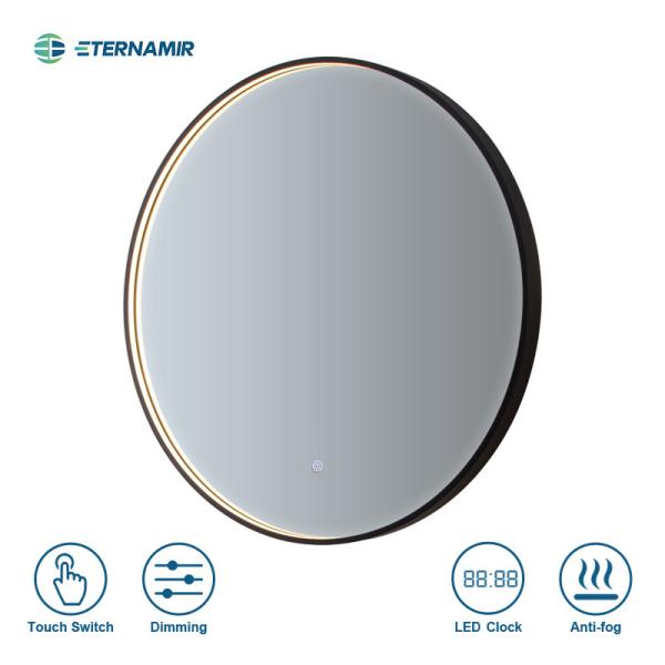 Living Room Glass Framed Mirrors Customizable Led Mirror With Touch Sensor