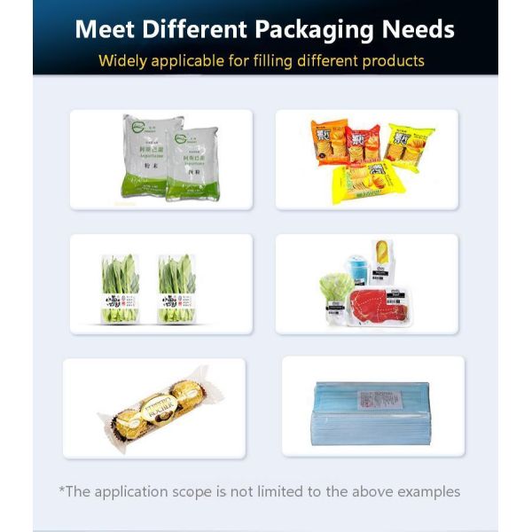 Fully Automatic Pillow-type Packaging Machine CH-600 Fruit, Biscuit, Candy, Bread, Cake, Tableware, Multifunctional Packaging Machine