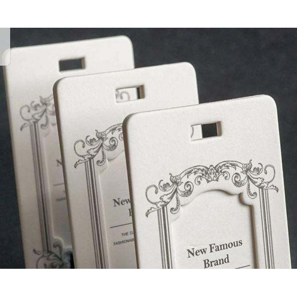 Gelebor ISO9001 Clothing Tag Label Embossing Clothes Hang Tag Ivory White