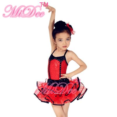 Back Cross Straps Kids Dance Clothes Black Edge Double Layer Skirt For Solo