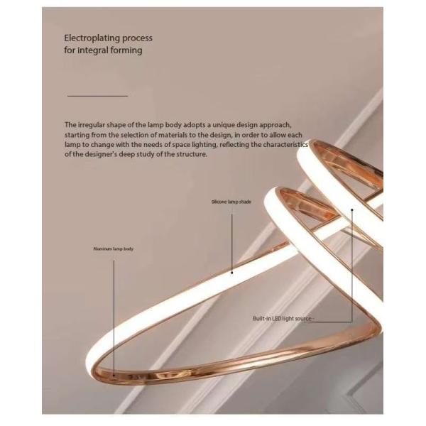 Nordic New Design Colored Pendant Light Restaurant Suspended Pendant Lamp Modern Art Twisted Design Creative Wave LED Chandelier