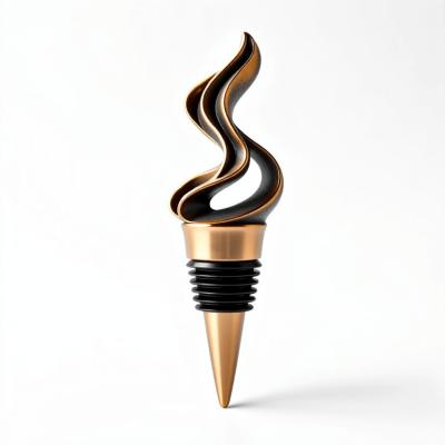 Abstract Metallic Wine Stopper Artistic Flowing Design