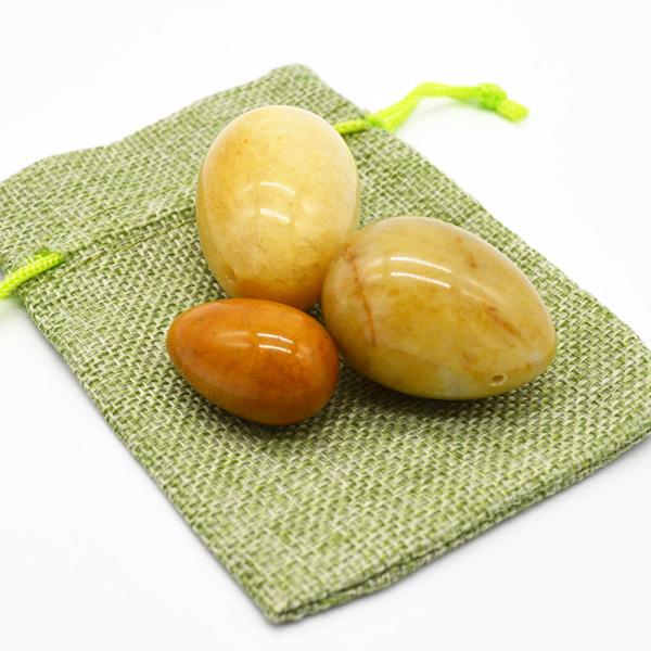 Regional Feature Yellow Jade Eggs Kegel Exercise Semi Precious Stone Eggs For Love Theme