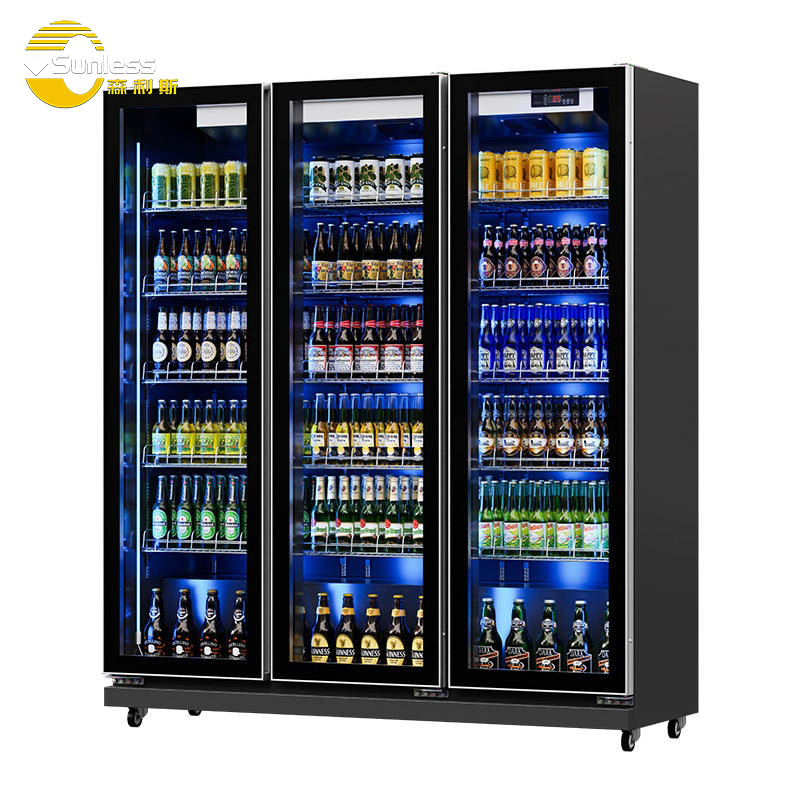 Commercial Upright Beverage Refrigerator Supermarket Beer Display Fridge for