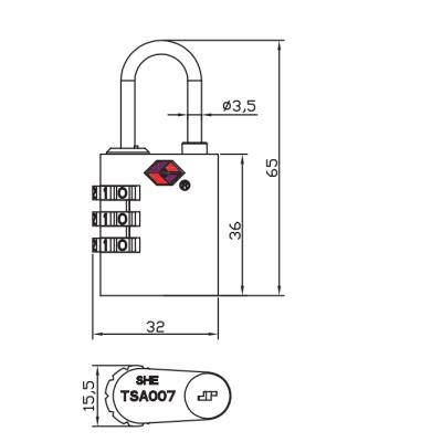 Rarlux Anti-Theft Tsa Padlock 3 Digital Password Wheel Luggage Bag Lock Zinc Alloy Body A3 Steel Shackle Combination Padlock