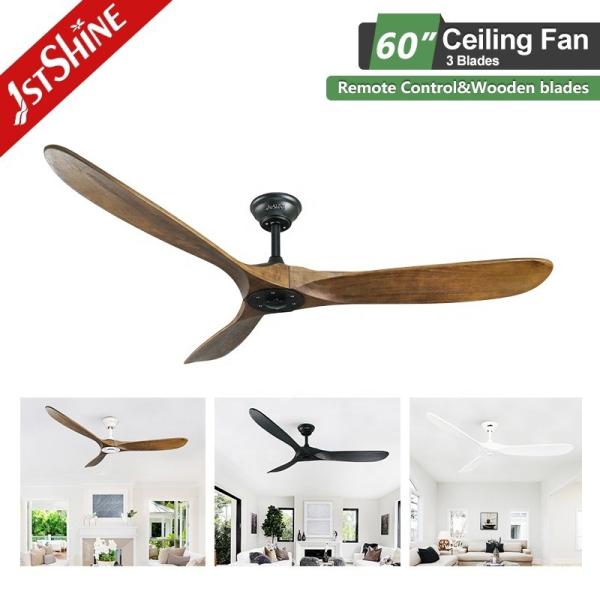 Ventilador de teto de 60 polegadas de madeira maciça com controle remoto e cores multicoloridas