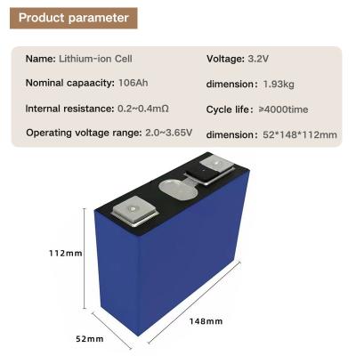 3.2V 106Ah LiFePO4 Lithium Ion Battery Cells High Energy Density