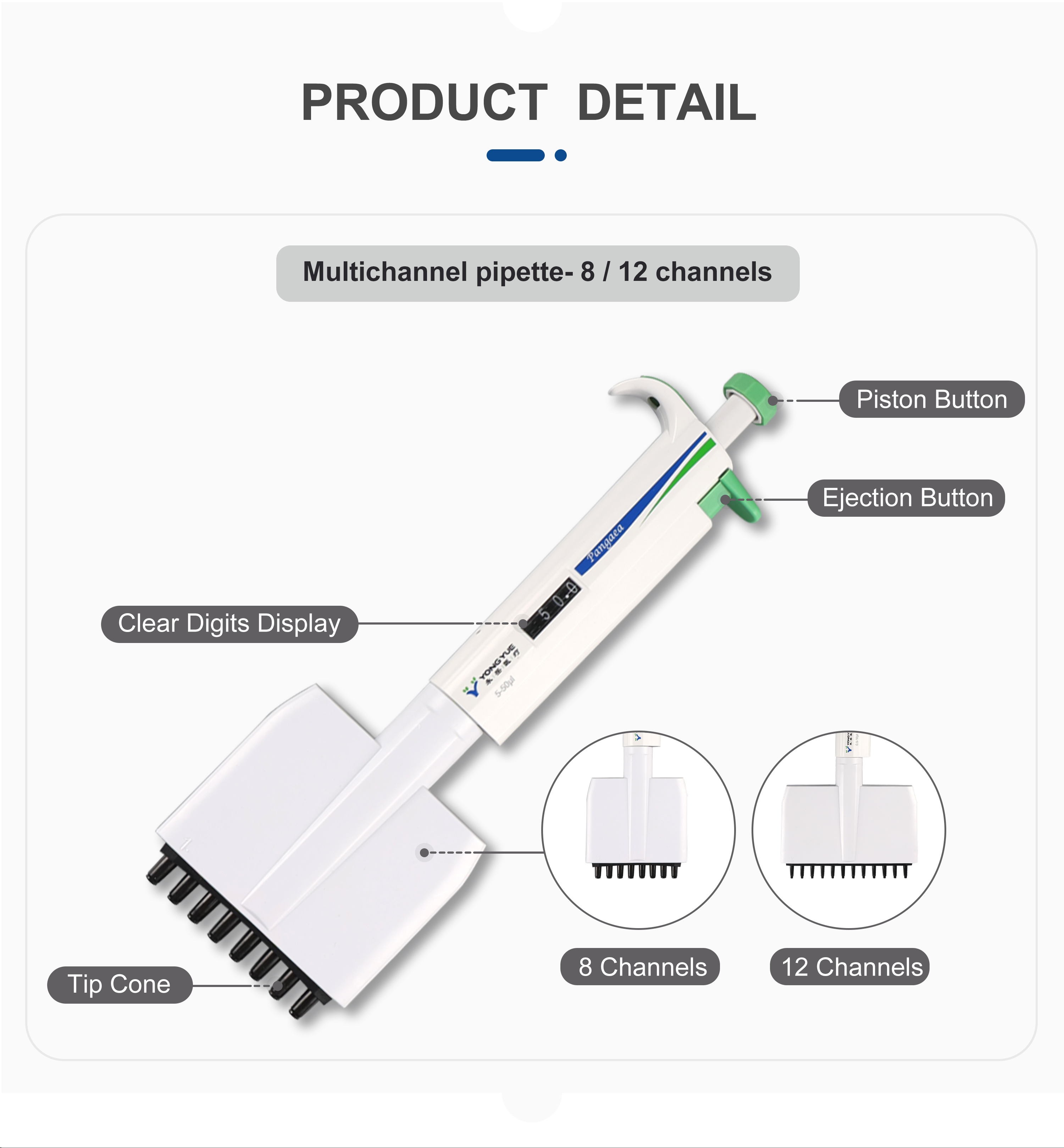pipette 8-канальные лабораторные пипетки 0,5–1000 мкл с регулируемым объемом для наконечников пипеток