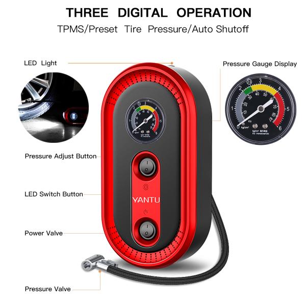 Portable Cable Car Air Pump Black Mechanical 101-150PSI Single 22 Cylinders Inflator