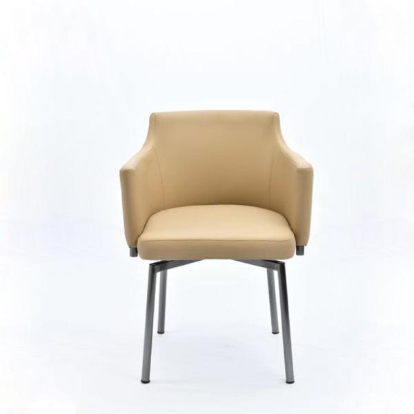 Functional  Swivel Leather Dining Chair 560mm Width Upholstered Rolling