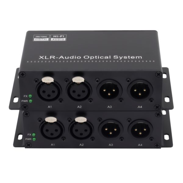 2 Channel Bidirectional XLR Audio Fiber Converter 2 Way Analog Audio Over Fiber Extender