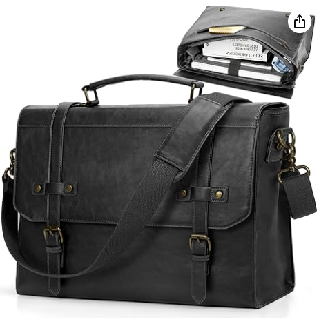 RAINSMORE Mens Messenger Bag 17 Inch Waterproof Vintage Leather Laptop Briefcase Large Laptop Bag Satchel Bag Computer Shoulder Bag for Office Business Travel College